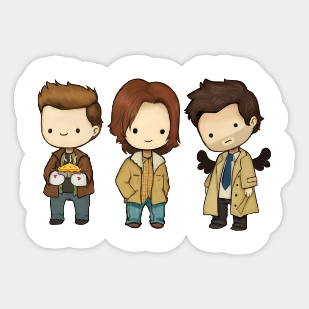 Supernatural Gift Sam Dean Castiel Supernatural Chibi Sticker by Den Tbd